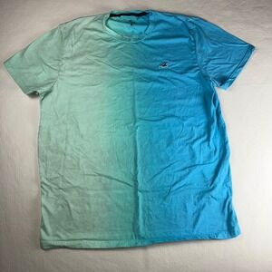 Hollister  XL Ombre Gradient T-Shirt Blue Green Cotton Seagull Logo Tee